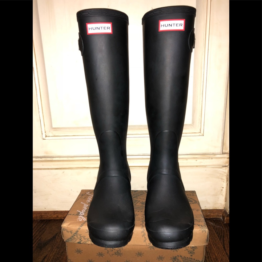 Original Tall Hunter Rain Boots Matte black size 7